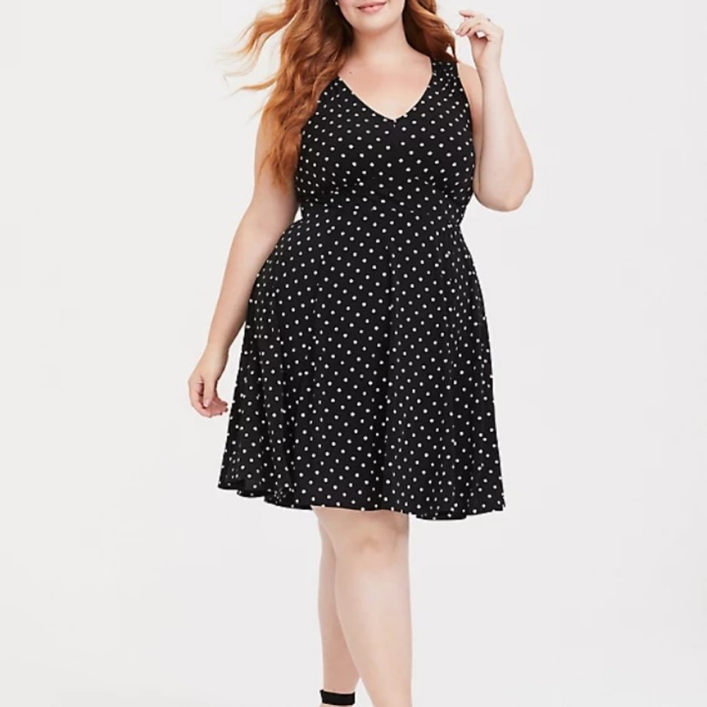 NWOT Torrid black & white polka dots skater dress